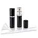 Refillable Perfume & Cologne Fine Mist Atomizers with Metallic Exterior & Glass Interior - 5ml Portable Travel Size - 3ml Squeeze Transfer Pipette Included (2 Pack, Black)