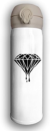 Stainless Water Bottle Designed Diamond In Love,Sports Drinking Bottle,Leak-Proof Vaccum Cup,Travel Mug,With Bounce Cover,White