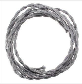 MASUNN 3M Vintage 2 Core Twist Braided Fabric Cable Wire Electric Lighting Cord-Grey