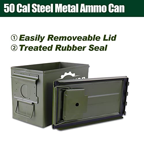 50 Caliber Steel Metal Ammo Case Can for Military Army Solid Holder Box