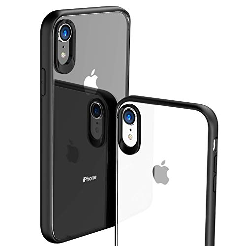 Egotude Ultra Slim Matte Bumper Clear Transparent Hard Back Case Cover for iPhone XR (Black)