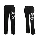 YJQ King Queen Matching Couple Drawstring Sweatpants Casual Thick Sports Pants