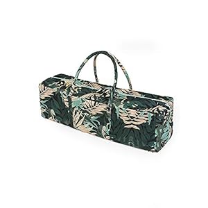 Yoga Studio Designed Yoga Kit Bag – 71cm x 23cm x 18cm, Embroidered Lotus Cotton Yoga Bag with External Storage Pockets