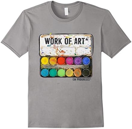 Mens "Work of Art in Progress" T shirt Tee, Perfect Artist Gift Large Slate