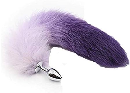 LvBo Multicolor Three Size Fluffy Faux Fox Tail Charms Cosplay Costume Role Play Prop (Purple (Faux Fur), M)