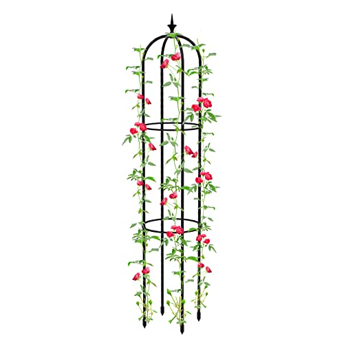 Garden Obelisk Trellis For Climbing Plants 4 Feet Tall Plant Support Cage, Tower Obelisk Plant