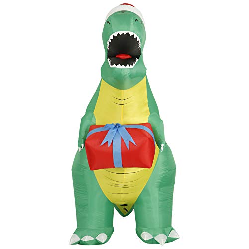 Holidayana 8 Foot Tall Giant Inflatable Holiday T Rex Dinosaur Yard Decoration with Blower Fan