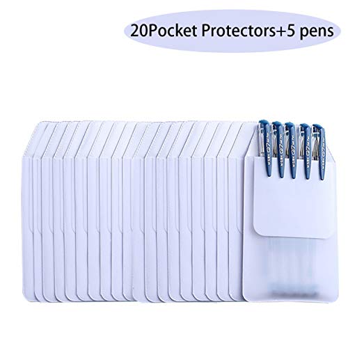 20 Pieces PVC Pocket Protectors，White Shirt Pocket Protectors For