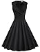 MUXXN Women's 50s 60s Vintage Sexy V-neck Swing Dress(S,Black)