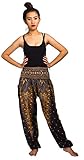 Lofbaz Women's Peacock Print Smocked Waist Harem Pants