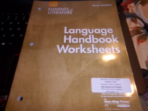 Elements of Literature: Language Handbook Worksheets Grade 7 First Course