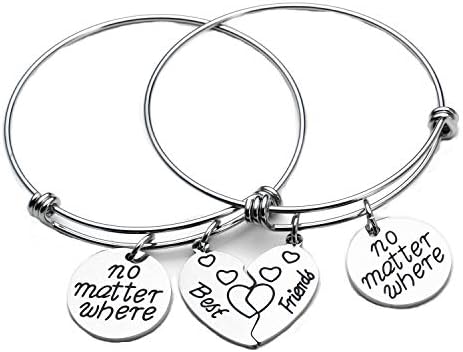 3PCS We Will Always Be Connected Keychain Set, Necklace Set, Best Friends Jewelry, Gift for Sisters (No Matter Where Friends Bangle Set)