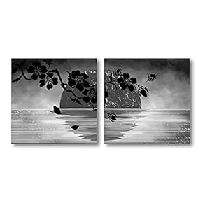 Canvas Wall Art Abstract Beautiful Flowers Plum Blossoms Painting Artwork for Home Prints Framed - 12"x12" x 2 Panels