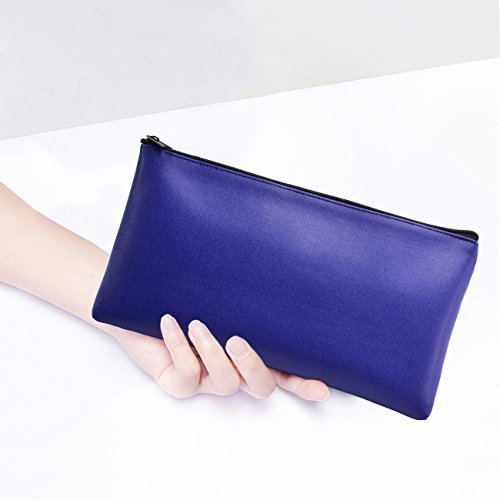 Bank Deposit Money Bag/ Utility Zipper Bags for Cash Money Pens Check Wallet 11 x 6 Inch(Blue)