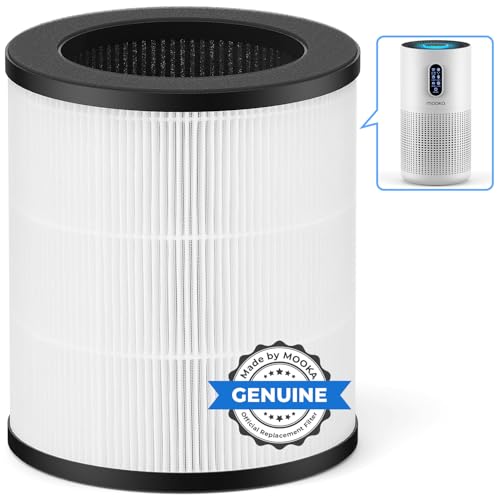 MOOKA B-D03 Official Air Purifier Filter, 3-in-1 True H13 HEPA Air Filter for Allergies, Smoke, Odor, Dander, Pollen, B-D03, 1 Pack, White