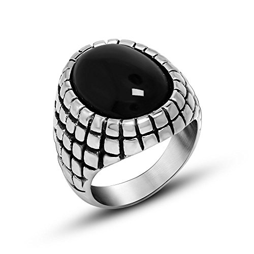 Fansing jewelry imitation black agate rings for men wom…