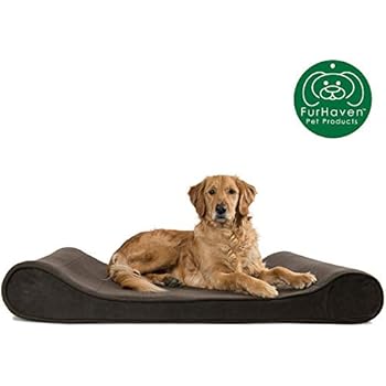 Furhaven Pet Dog Bed | Orthopedic Micro Velvet Ergonomic Luxe Lounger Cradle Mattress Contour Pet Bed w/ Removable Cover for Dogs & Cats, Espresso, Jumbo