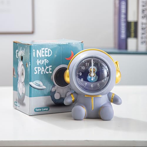 COORFORMER ASTRONAUT DESK CLOCK PIGGY BANK/SAVINGS JAR, KIDS ROOM SPACE THEME DECOR, CHILDREN CLOCK FOR HOME SCHOOL BEDROOM LIVING ROOM, FOR BOYS AND GIRLS GIFT – REMOVABLE BATTERY OPERATED – GRAY