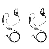 Buwico® Waterproof G Shape Earpiece Headset PTT for Motorola Talkabout Two Way Radio Walkie Talkie 1-pin (2Pack)