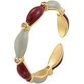 Kokoma Red Enamel Cubic Zirconia Stacking Ring for Women Crystal Open Statement Ring Adjustable Finger Band Rings Comfort Fit Minimalist Jewelry