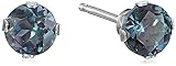 14K White Gold Created Alexandrite Round Stud Earrings