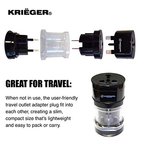 KRIGER Small Size Worldwide International Travel Plug Adapter Kit- 150+ Countries