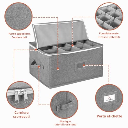 BOHEMIABY Wine Glass Holder Moving Boxes, Stackable Wine Glass Holder with Partition, Stackable Glass Holder for 12 Wine Glasses, Champagne Flutes, Hard Shell with Window for Labels