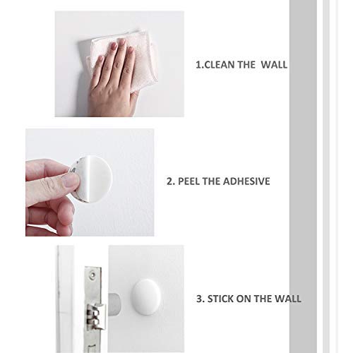 Neoera Door Stopper Wall, 2.3" Round Soft Rubber Door Stop, Silicon Wall Protector, 3M Self Adhesive Door Bumper (White, 2.3" 5 Pack) - Thumbnail 3