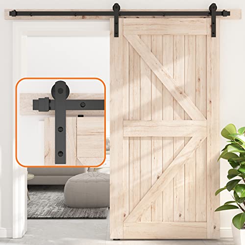 SKYSEN 6FT Single Sliding barn Door Hardware kit, Barn Door Track, 1/4