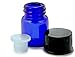 Vivaplex, 24, Cobalt Blue, 1 ml (1/4 Dram) Glass Bottles, with Orifice Reducers and Black Caps