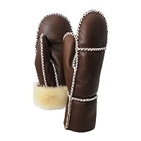 Ricardo B.H. Premium Leather, Genuine Sheepskin Mittens in Whiskey for Women (X-Small/Small)