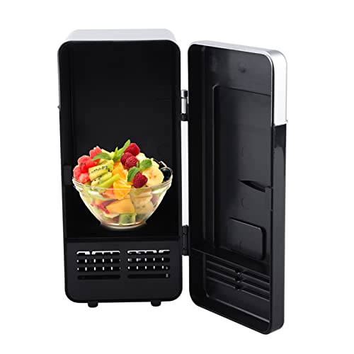 Mini Fridge,Portable Cooler and Warmer, Portable LED Mini USB Refrigerator Drinks Beverage Cans Refrigerator, Mini Fridge for Bedroom Car Office Desk Dorm Room