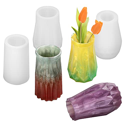 Resin Molds 3Pcs Vase Resin Silicone Mold,Craft Makeup Brush Holder