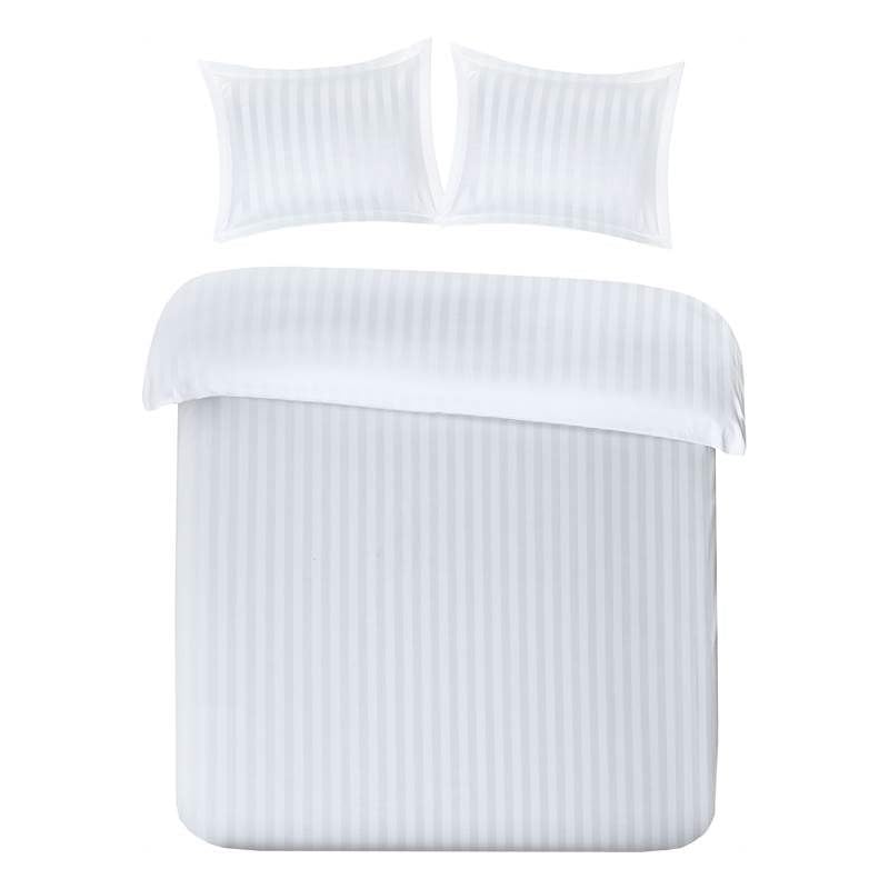 Papillon Satin Stripe Duvet Covers White, Cotton, 200 x 200/220 cm