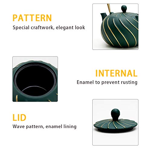 Tea Kettle, TOPTIER Japanese Cast Iron Teapot with Infuser, Stovetop Safe Cast Iron Tea Kettle