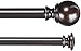 Amazon Basics 1-Inch Double Extendable Curtain Rods with Round Finials Set, 36 - 72 Inches, Dark Bronze (Espresso)