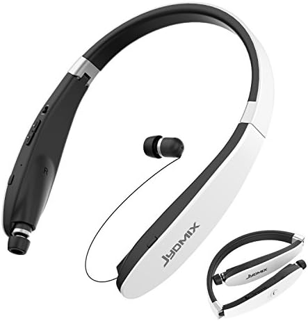 Bluetooth Headphones, JYDMIX Foldable and Retractable Wireless Neckband Earbuds with Microphone, Sports Earphones for Running Workout, CVC 6.0 Noise Cancelling, HD Stereo Sound(Foldable White)