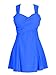 Women's 50's Retro Elegant Crossover Shaping Body One-Piece Swimdress Swimsuit Blue Label 4XL (US 14-16)
