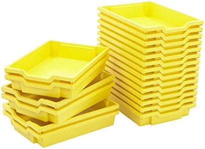 BiGDUG Gratnells Trays Mega Deal - Pack of 20 x Shallow Trays for School Trays Nursery Office (Yellow)