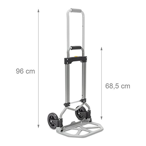 Produktbild von Relaxdays Klappbare Sackkarre – 60 Kg Traglast, Höhenverstellbar, Mit Ausziehbarem Griff, Platzsparend, Für Umzug & Einkauf, Grau