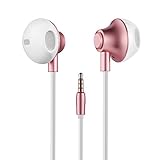 Apple Stylish In-Ear Earbuds, Acode 3.5mm Metal Housing Wired Earphones Headphones Best Bass Stereo Headset with Mic for iOS iPhone/iPad/ Samsung Galaxy/Android with Retail Package (Rose Gold)