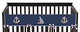 Sweet Jojo Designs Nautical Nights Sail Boat Long Front Rail Guard Baby Boy Teething Cover Protector Crib Wrap