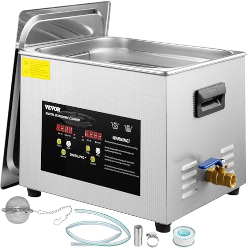 VEVOR 15 L Ultraschallreiniger (600 W Heizung, 360 W Ultraschall) Professioneller digitaler Labor-Ultraschall-Teilereiniger mit Heizungstimer für die