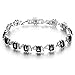 Fate Love Exquisite Sapphire/Black Onyx Square Cubic Zirconia Tennis Bracelet White Gold Plated