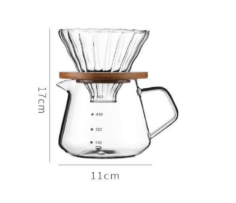 HOOPZOZA 600ml Glass Drip Coffee maker coffee Pot with Drip Filter Coffee Share Pot (A-600 set)