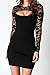 Voglee Sexy Elegant Women Long Sleeve Party Dress Black Lace Cut Out Bodycon Cocktail Dresses for Club
