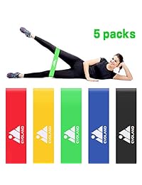 Resistance Loop Exercise Bands Set of 5 for Women Men Legs Butt Arms Shoulders Home Fitness, Stretching, Strength Training, Yoga Rehab Physical Therapy, Pilates Flexbands with Carrying Bag