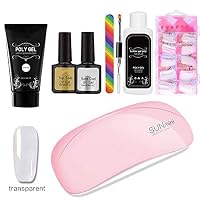 Polygel Kit With UV LED Lamp Nail Extension Builder Gel Full Cover Nail Tips,Brush, File, Poly Gel Colors Gel and Liquid Polygel Nail Builder Kit Tool for Nail Art 8 PC By Cutelove (6#)