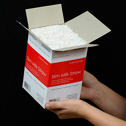 Daxwell 5.75" x 3.7mm Slim Milk Straw, Paper Wrapped, White (24 Boxes of 500) - Thumbnail 6