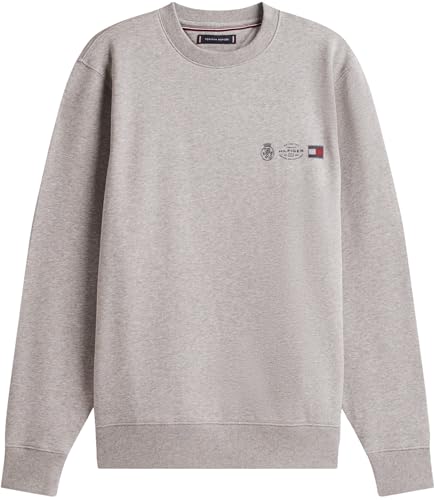 Sweatshirt Hombre Small Crest Outline con Cuello Redondo, Gris (Medium Grey Heather), XL